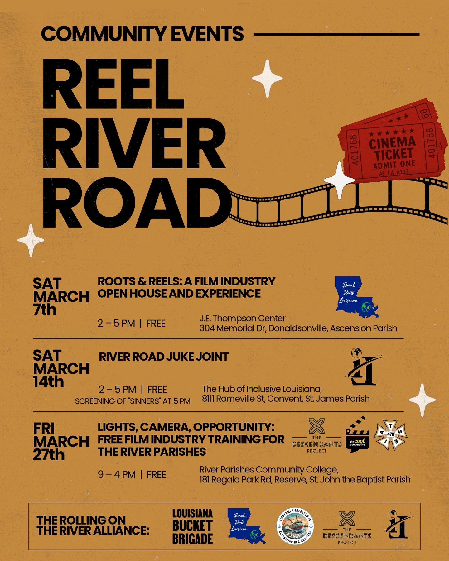 Check out these three FREE events designed to connect residents of the River Parishes with opportunities in Louisiana&rsquo;s film industry, and spread the word! 

It&rsquo;s no mistake that these events are happening in the same month as the Oscars,