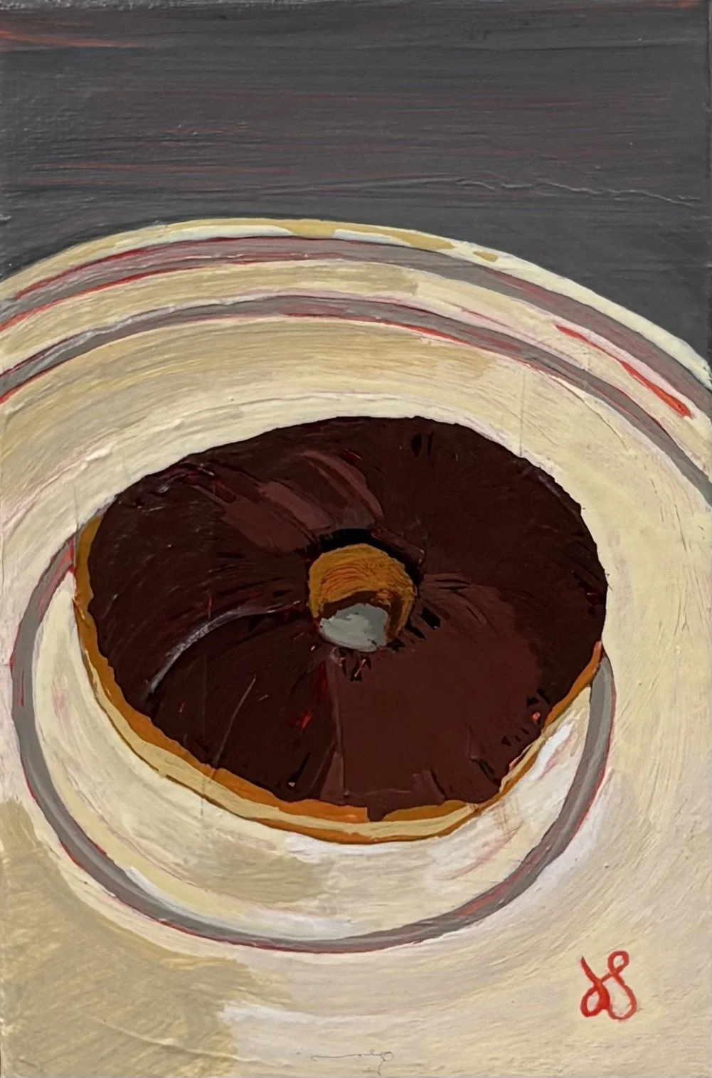   Chocolate Glazed on an Ecru Plate  Acrylic 4” x 6” $60 