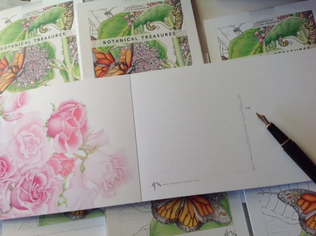 A sample page: spaces for writing and mailing address