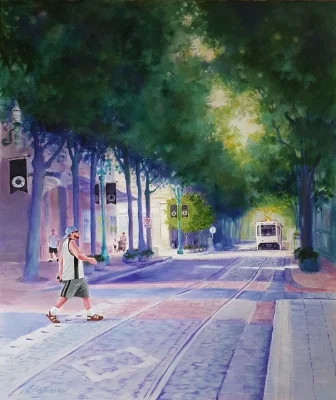 This is the finished painting, entitled Portland Swagger. It was featured in the Love of Portland exhibit, The People's Gallery of Portland. 