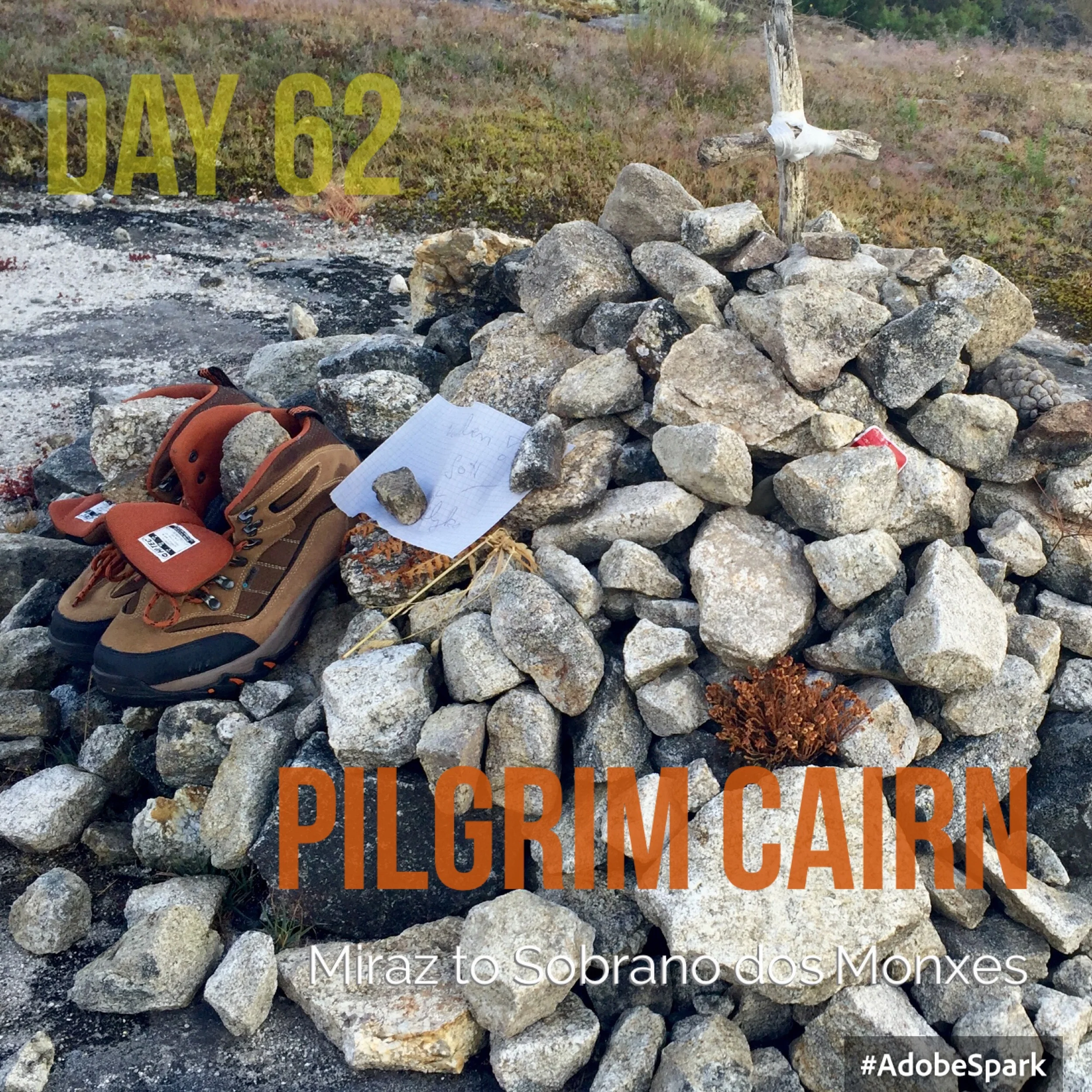Pilgrims start cairns all along the route but some become more sinificant. Boots often feature....