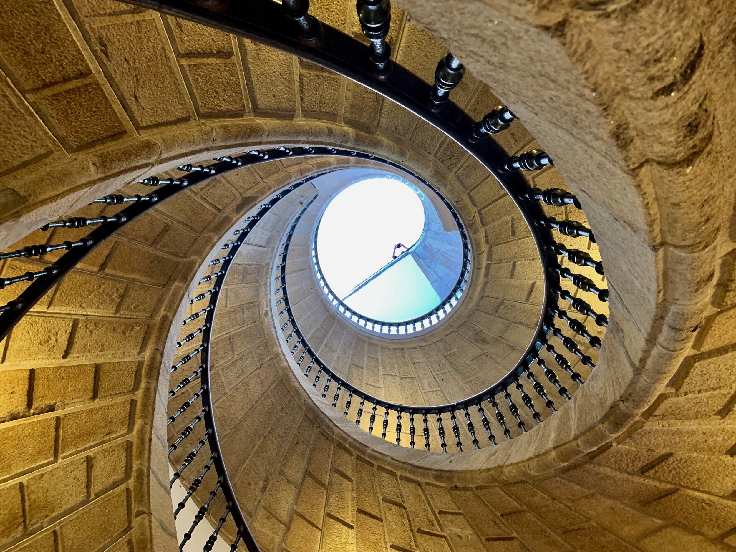 The remarkable triple spiral staircase- each stair lands at a different gallery of the museum.