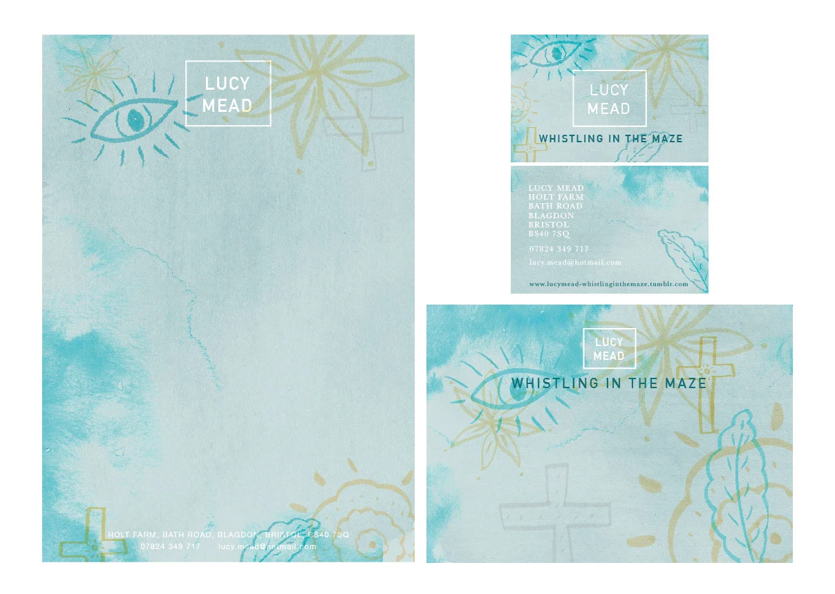  visual identity for  Lucy Mead , website graphics, letterhead &amp; business card 