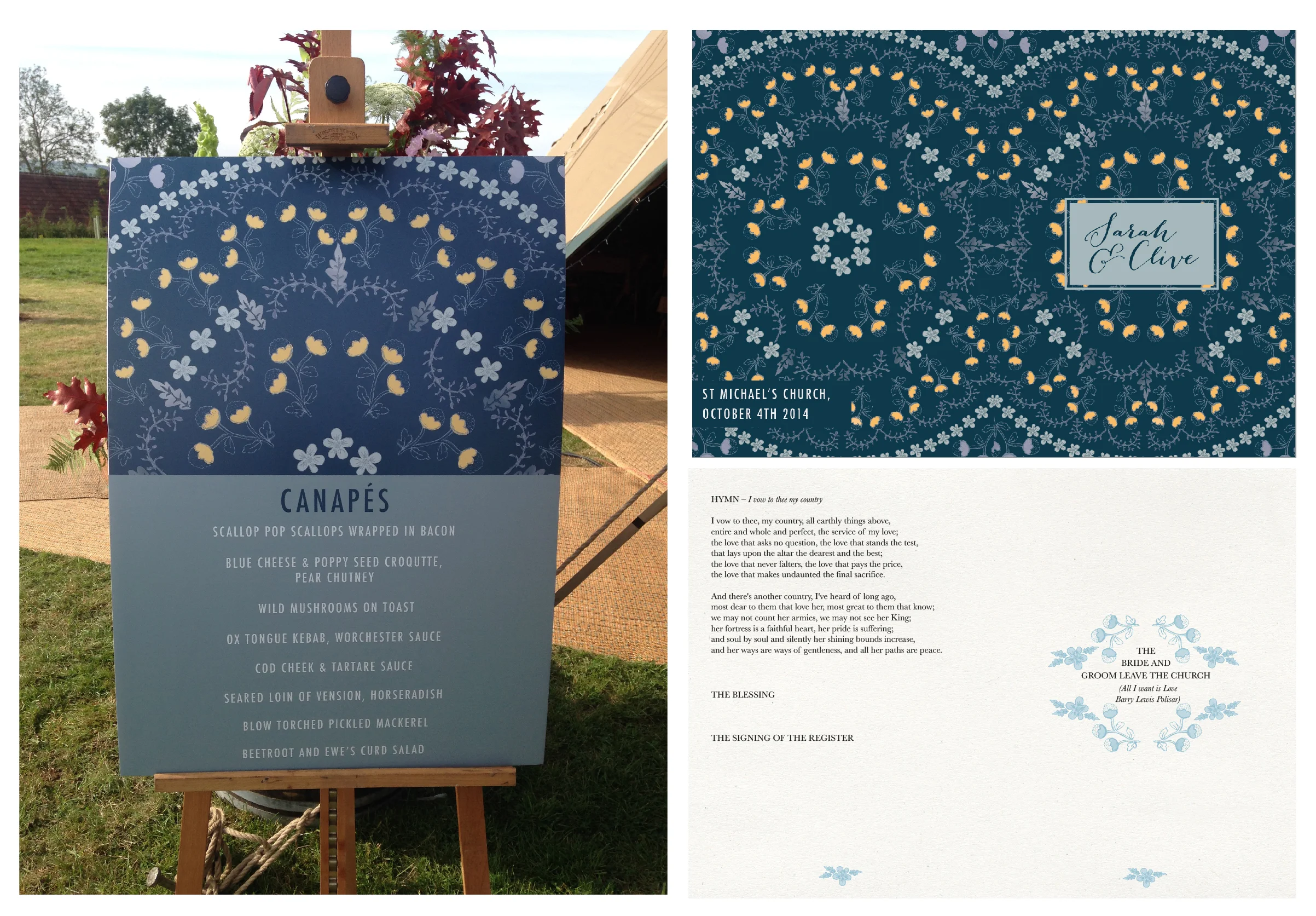  menu &amp; order of service&nbsp; 
