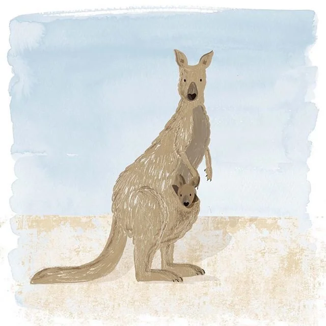 Happy Mother&rsquo;s Day! 
This kangaroo and joey are from a poster commission I illustrated for lovely Jack&rsquo;s 1st Birthday. He is 1/2 British and 1/2 Australian so his Mum came up with this cute idea. 
#mothersday #childrensillustration #illus