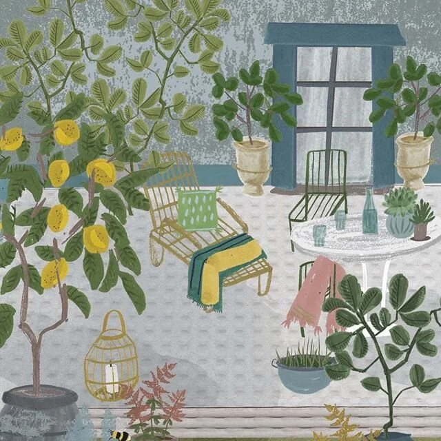 A fancy urban garden from &ldquo;Be More Bee&rdquo; #illustration #bookillustration #gardenpainting #nature #plants #bee #gardenillustration