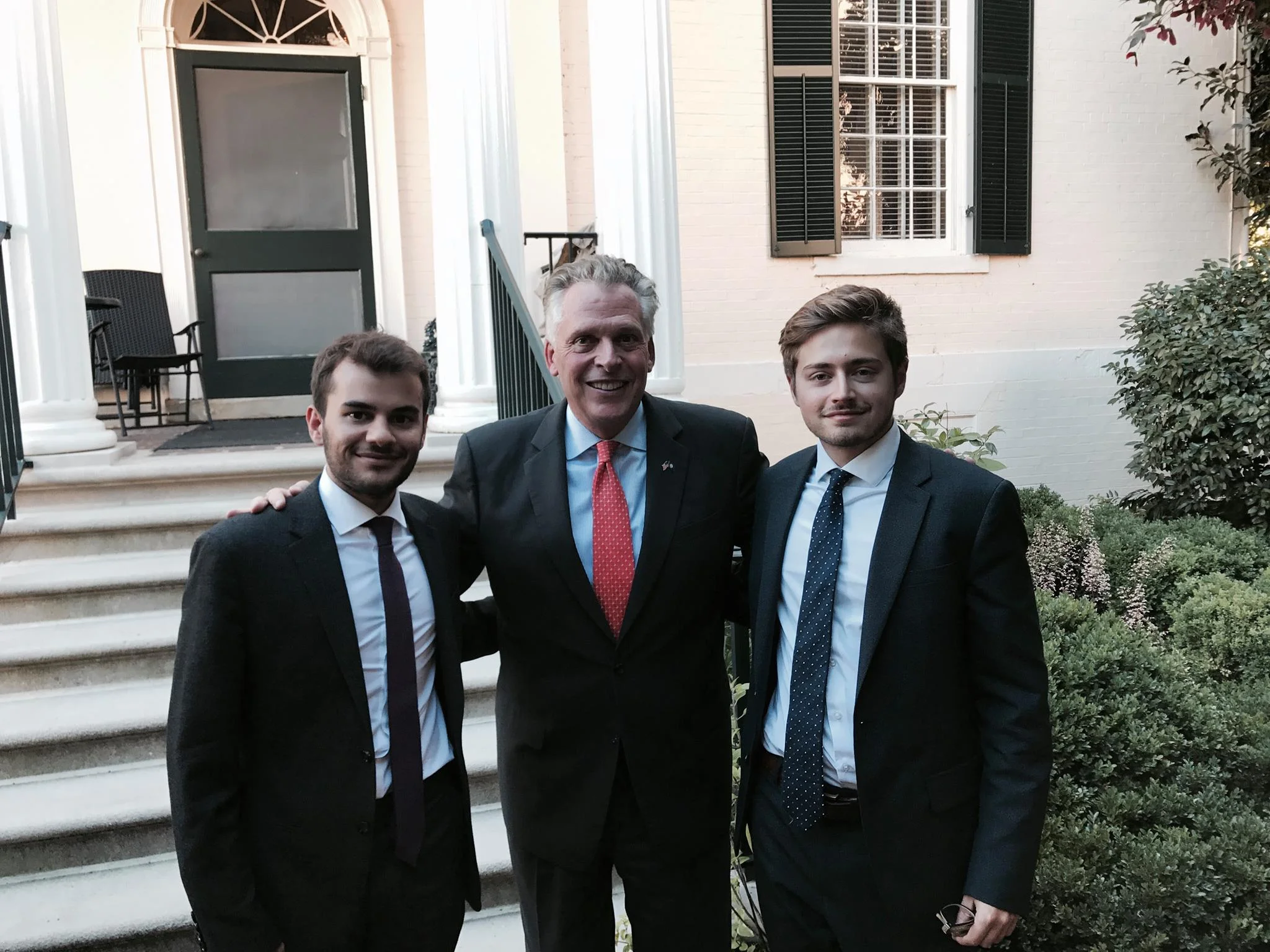The Lafayette Club Founders, Benjamin Thrasher & Daniel Rey, with 2017 - 2018 Honorary President, Governor Terry McAuliffe.