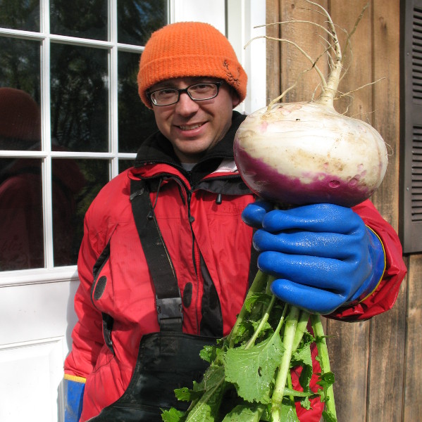 Okay, so this is a turnip, because we didn't even take a photo of our rutabagas! But they look just like this. Only bigger. And golden!