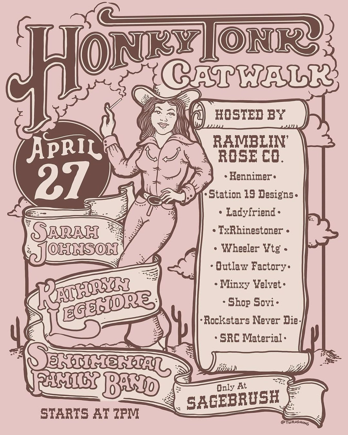 April 27, 2024 - Breaking out my best duds tonight for the Honky Tonk Catwalk, hosted by @ramblinrose.co 🤩 I&rsquo;m honored to be part of this stellar event, featuring some of the best designers, fashion, models, bands, and folks from around Austin