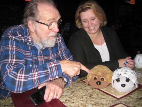 In less perilous times, Alix Williams introduced Hamish and Heather of the Clan Haggis to Seymour Hamilton.