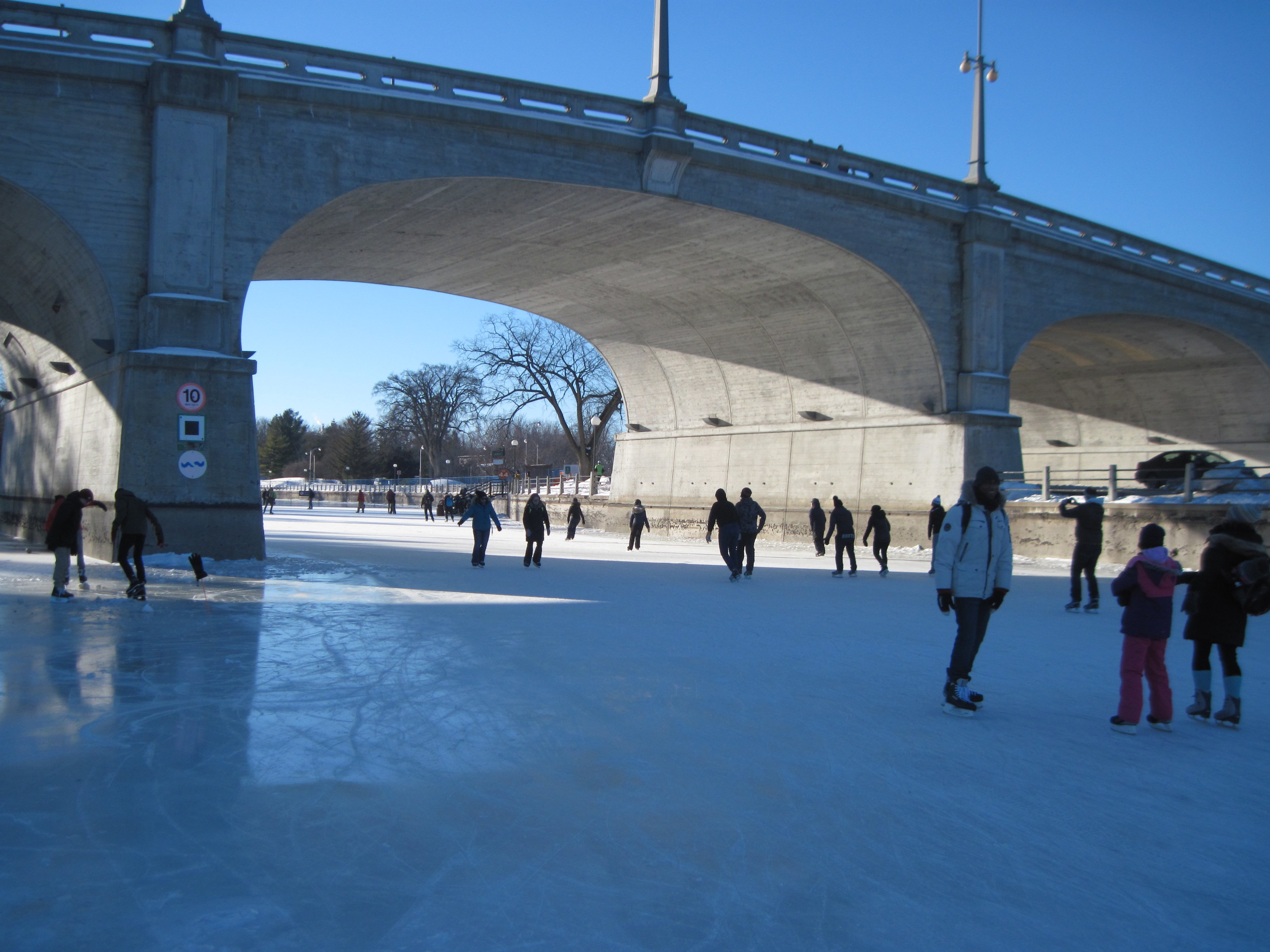 Rideau Canal Skateway at the Bank Street Bridge.