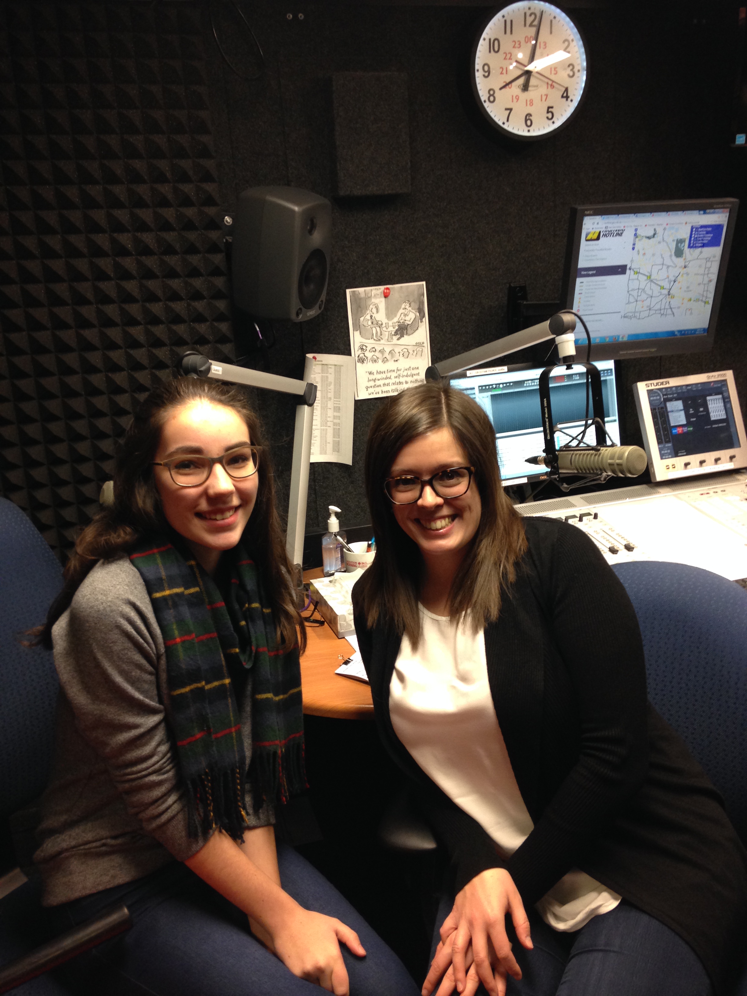 Katie with Radio-Canada host Estelle Cote-Sroka.
