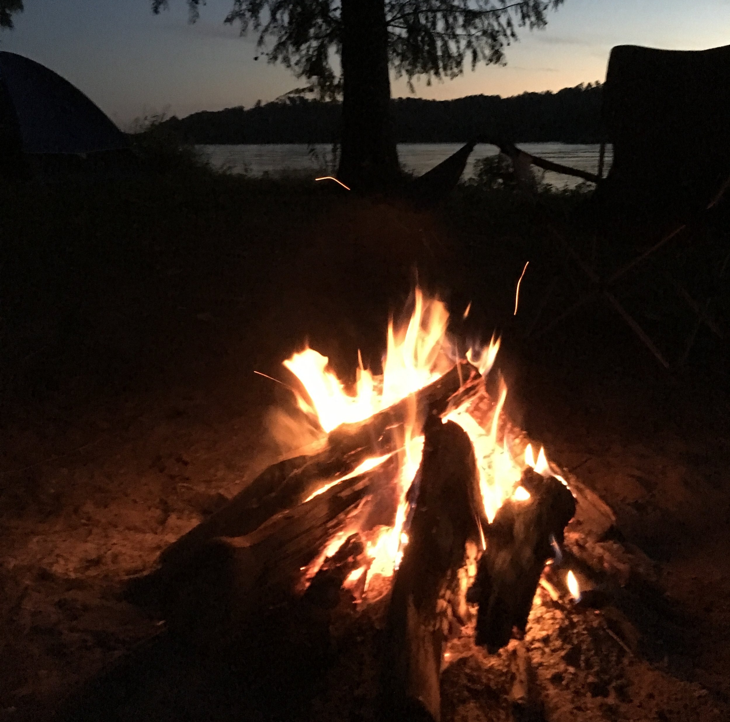 Campground fire next to the mightly Mississippi River