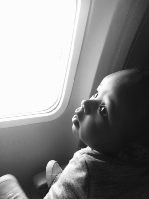Grayson @ 4-months, flying from JFK to LAX