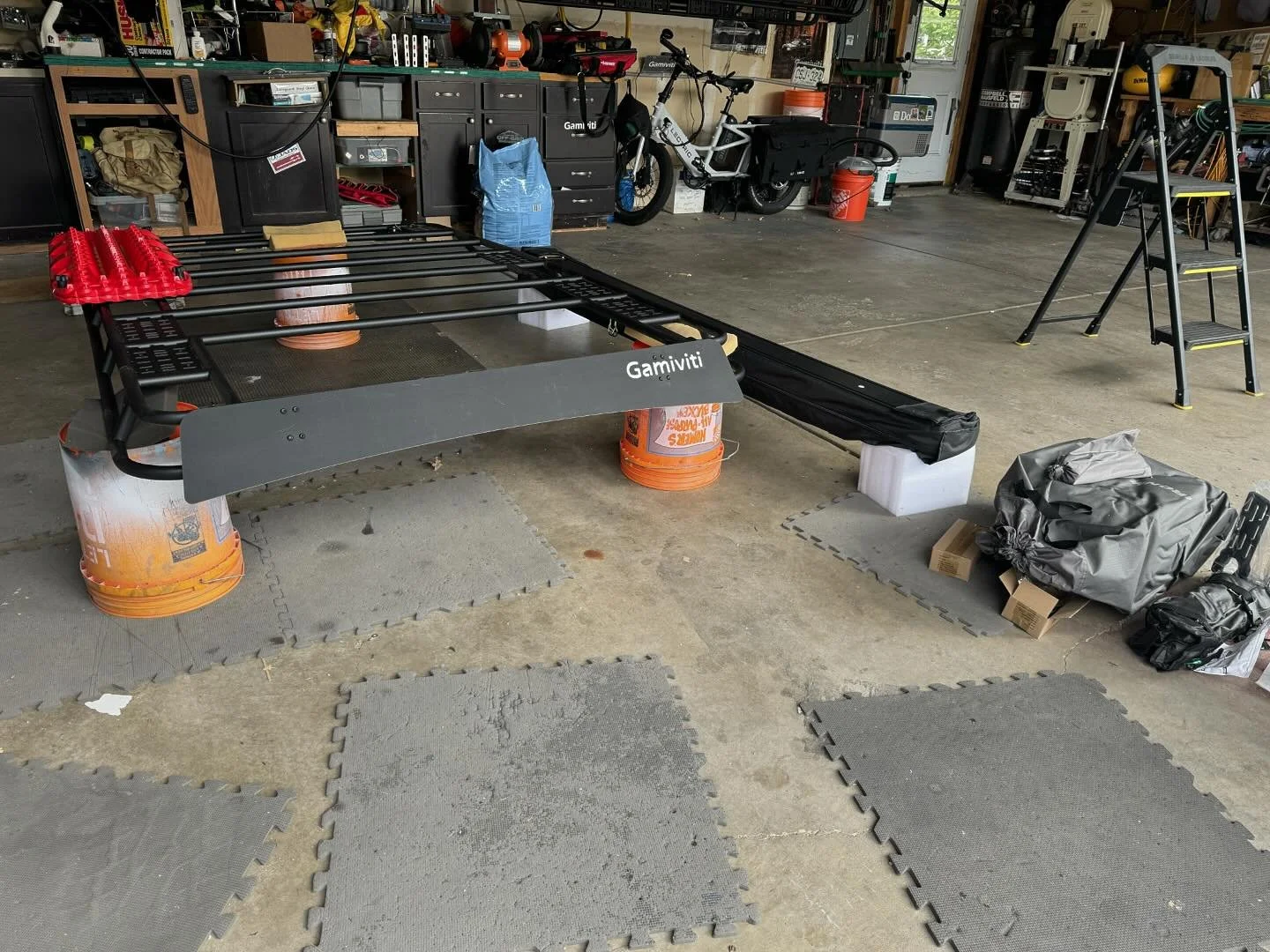 Install prep&hellip;. Wind fairing, reverse lights, traction ramp brackets, awning&hellip;. All staged and ready for this morning&rsquo;s install.  #essentialexpo #100serieslandcruiser