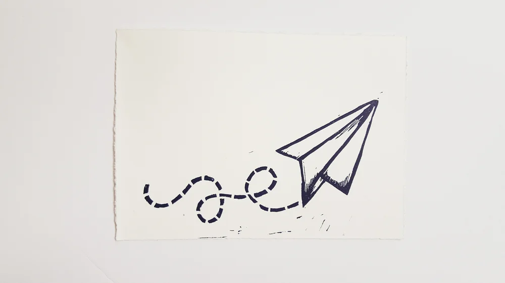 5x7 Paper Planes Lino Print