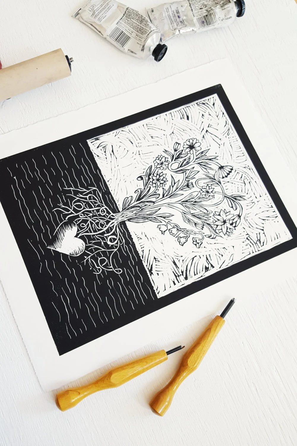 Linocut Art Print