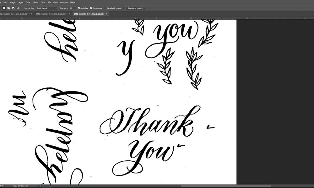 Scanned into Photoshop