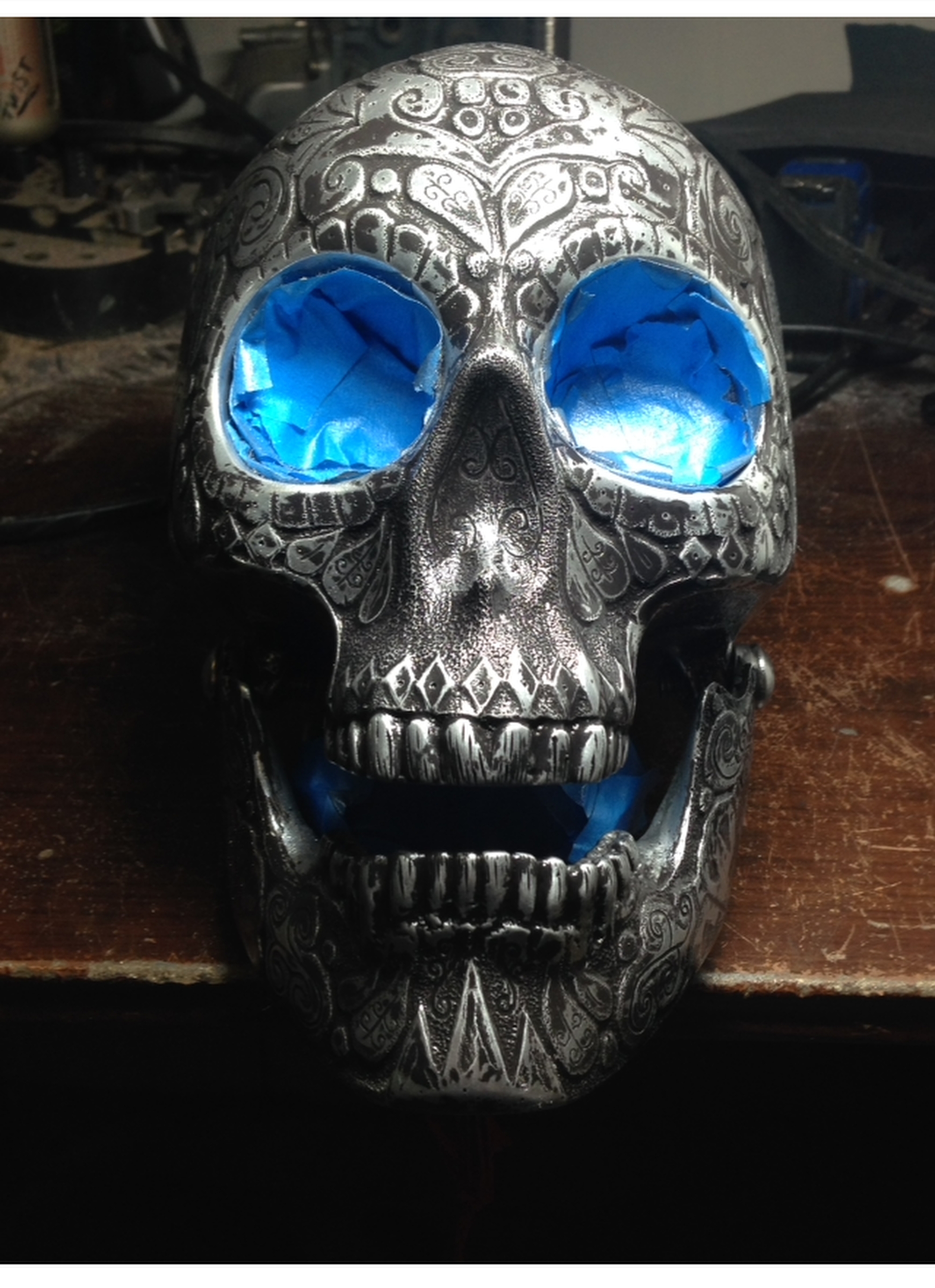 Hand Engraved Skull Headlight