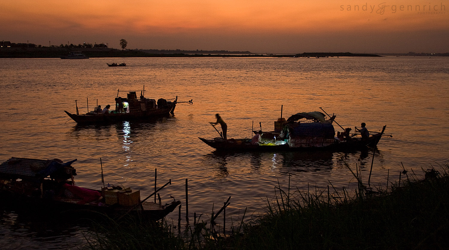 Sunrise on the Tonle Sap River, Phnom Penh, Cambodia