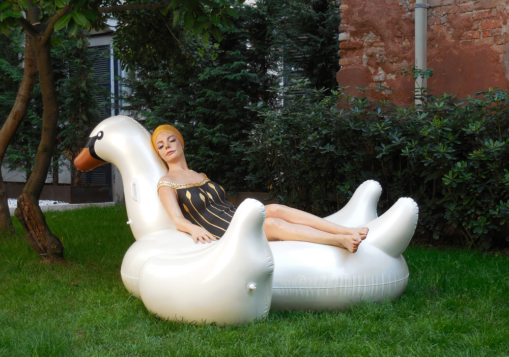 Leda and the Swan, 2015, Oil on Resin, 42 x 80 x 90 inches