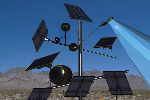 A rendering shows how Adam Berg’s Lighthouse Tree lives off the sun.