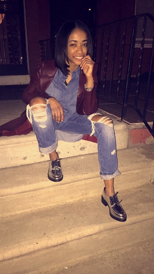 Words from model Anayes Baldwin: “I love a jean look with some added flare to take it from basic to edgy.”