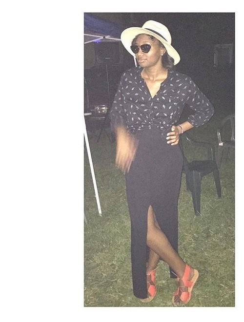 Words from Chanique O’Neal: The black is a dress I turned into a skirt by throwing a top over it, perfect for spring. I can take the top off if I'm hot and if it's breezy I don't need a jacket. Color pop sandals cause I love summer. Hats are a must cause it's my personal style all year around.