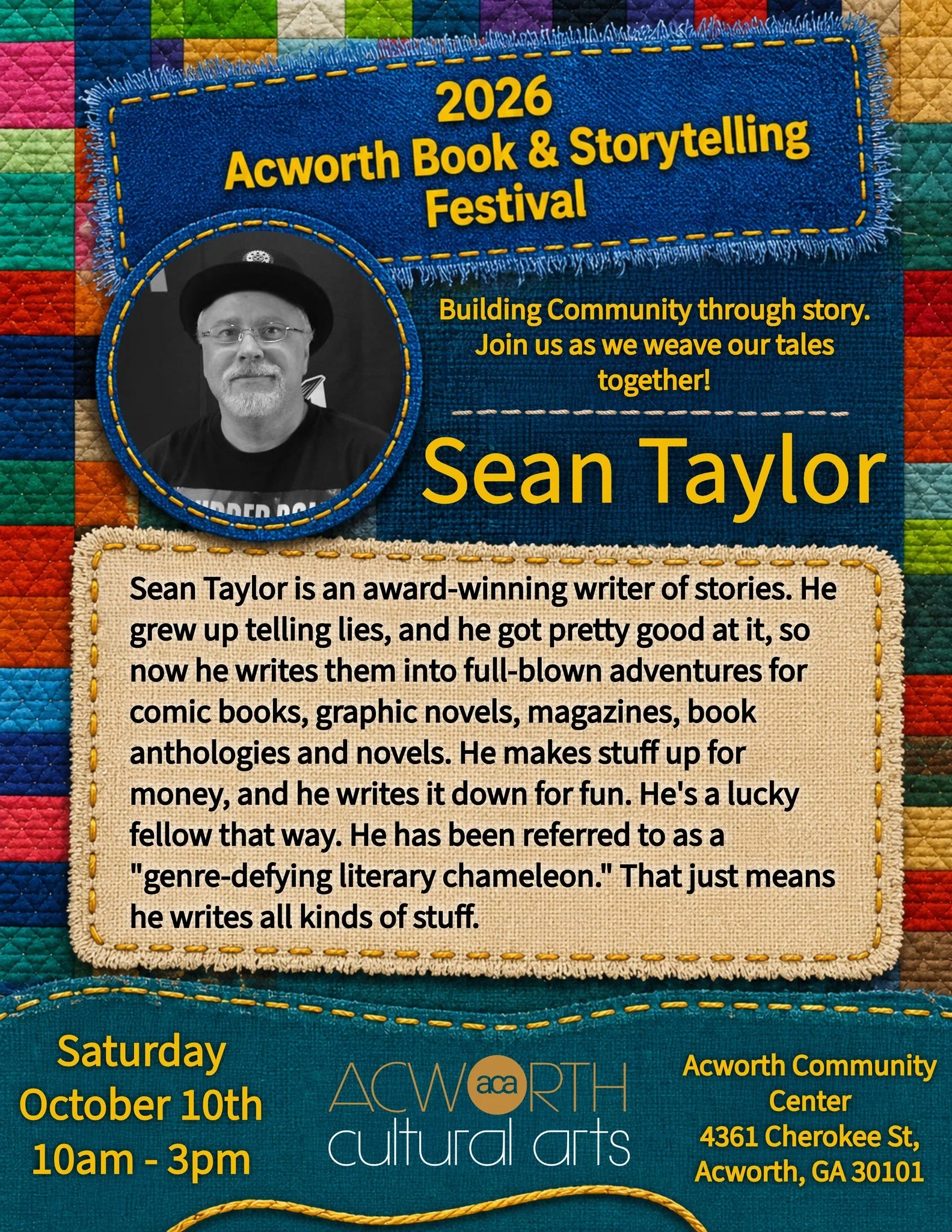 We want welcome @seanhtaylor1111 to our festival this year! 

Sean is a jack of all trades and has published many adventures in comic books, graphic novels, magazines, short stories and full length novels. 

Help us welcome Sean to our festival!