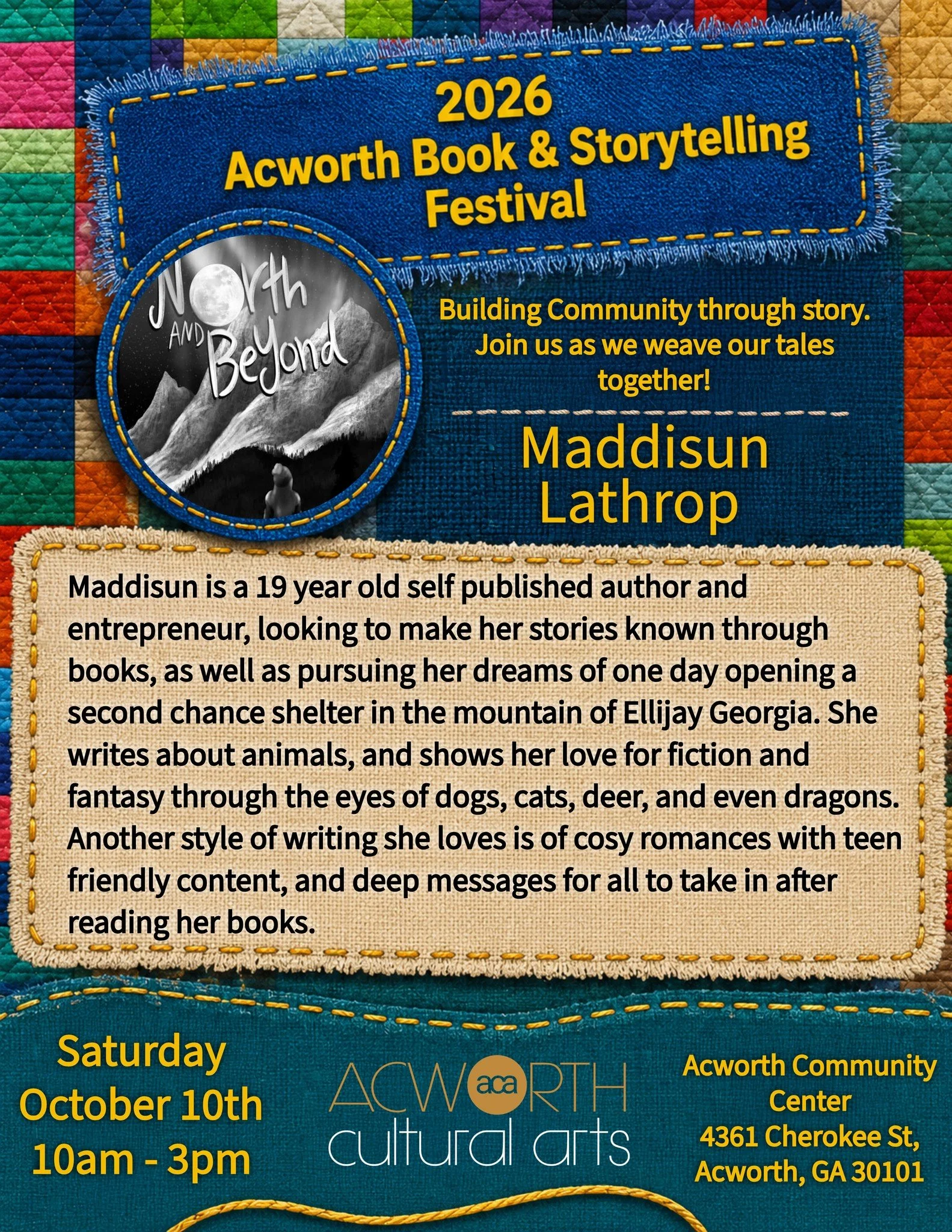 We would like to welcome @maddisunshines_bookshelf_ to the festival this year!

Maddisun is a 19 year old self published author and entrepreneur looking to make her stories know through books as well as pursuing her dreams of one day opening a second