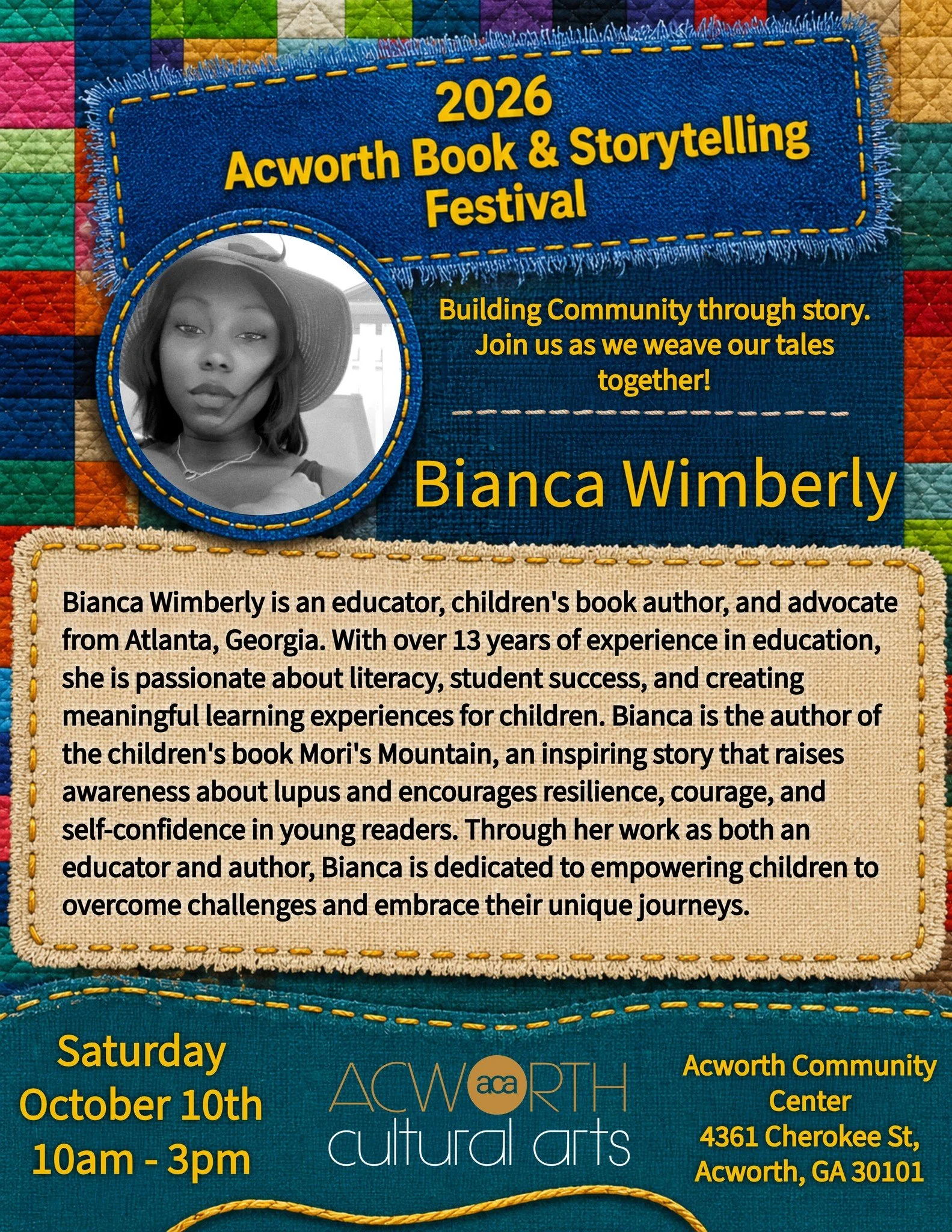 We would like to welcome Bianca E. Wimberly to our festival! 

Bianca is a passionate educator who has written children's books and advocated for literacy and student success.  Bianca works to empower children to overcome challenges and embrace their