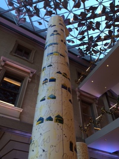 Collective Memory, Slover Library Installation, water color, blue ink, graphite and beeswax on paper, 2015