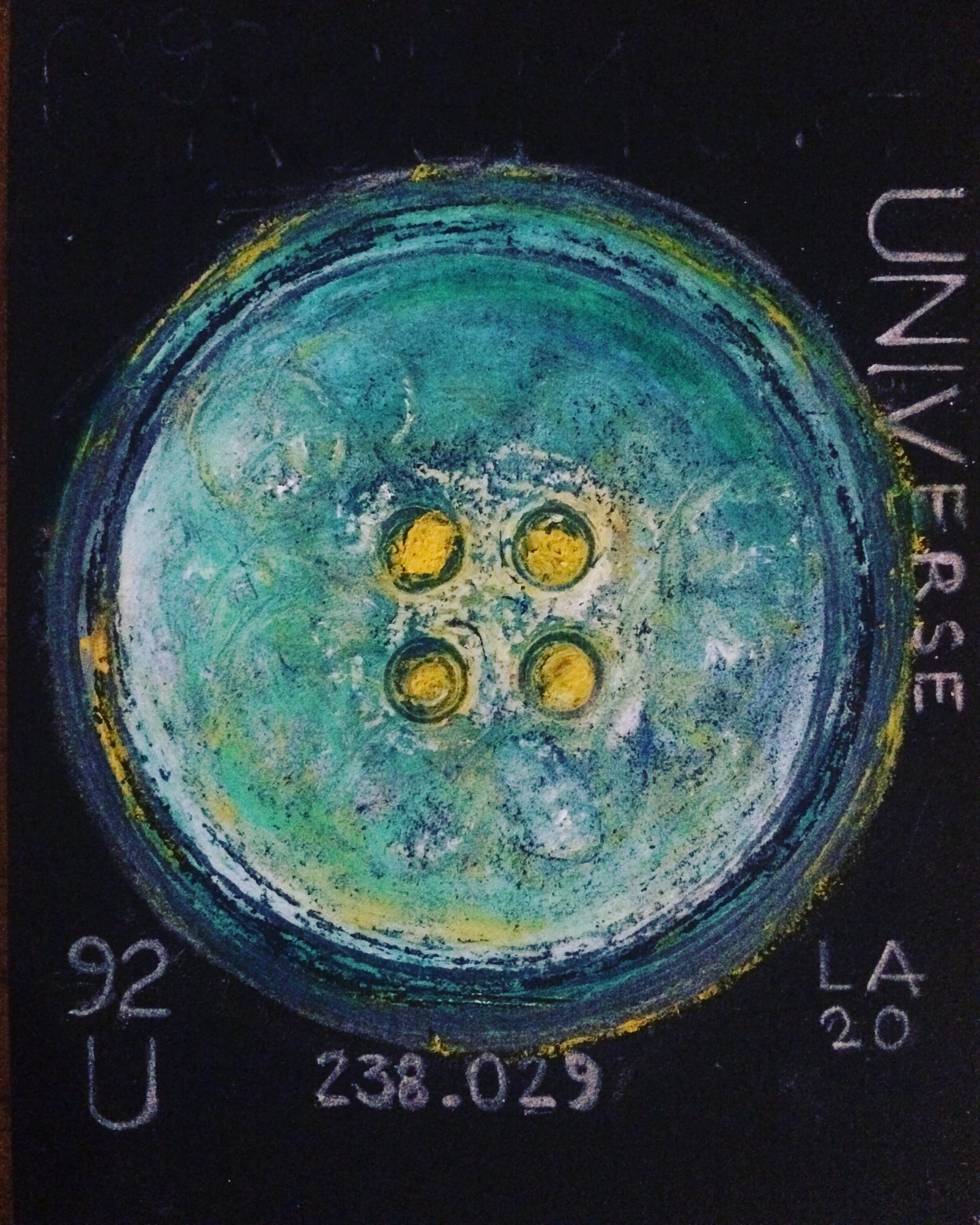 "U", (Universe), 8cm X 12 cm, oil pastel on paper.