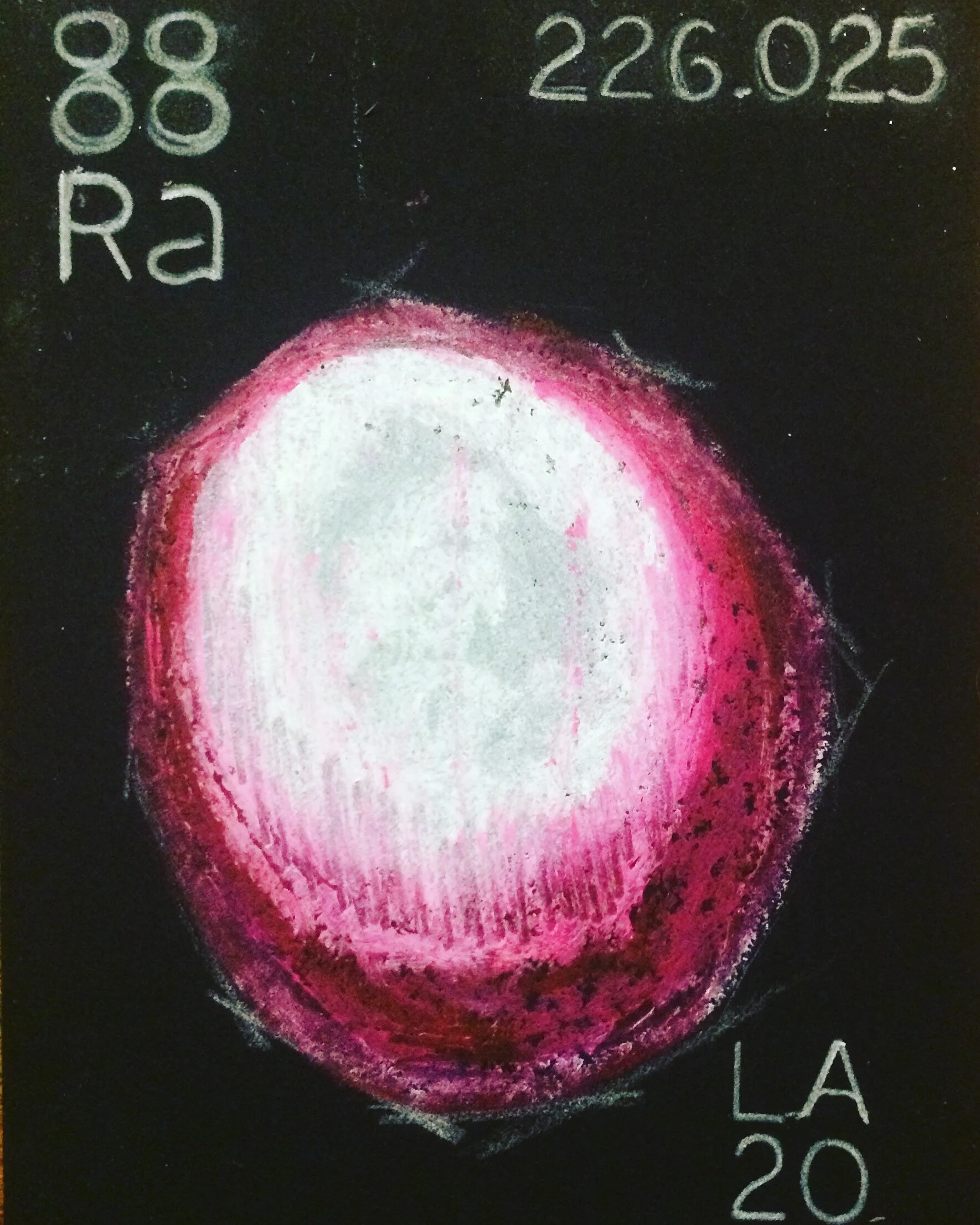 "Ra" (Ravanello), 8cm X 12 cm, oil pastel on paper.