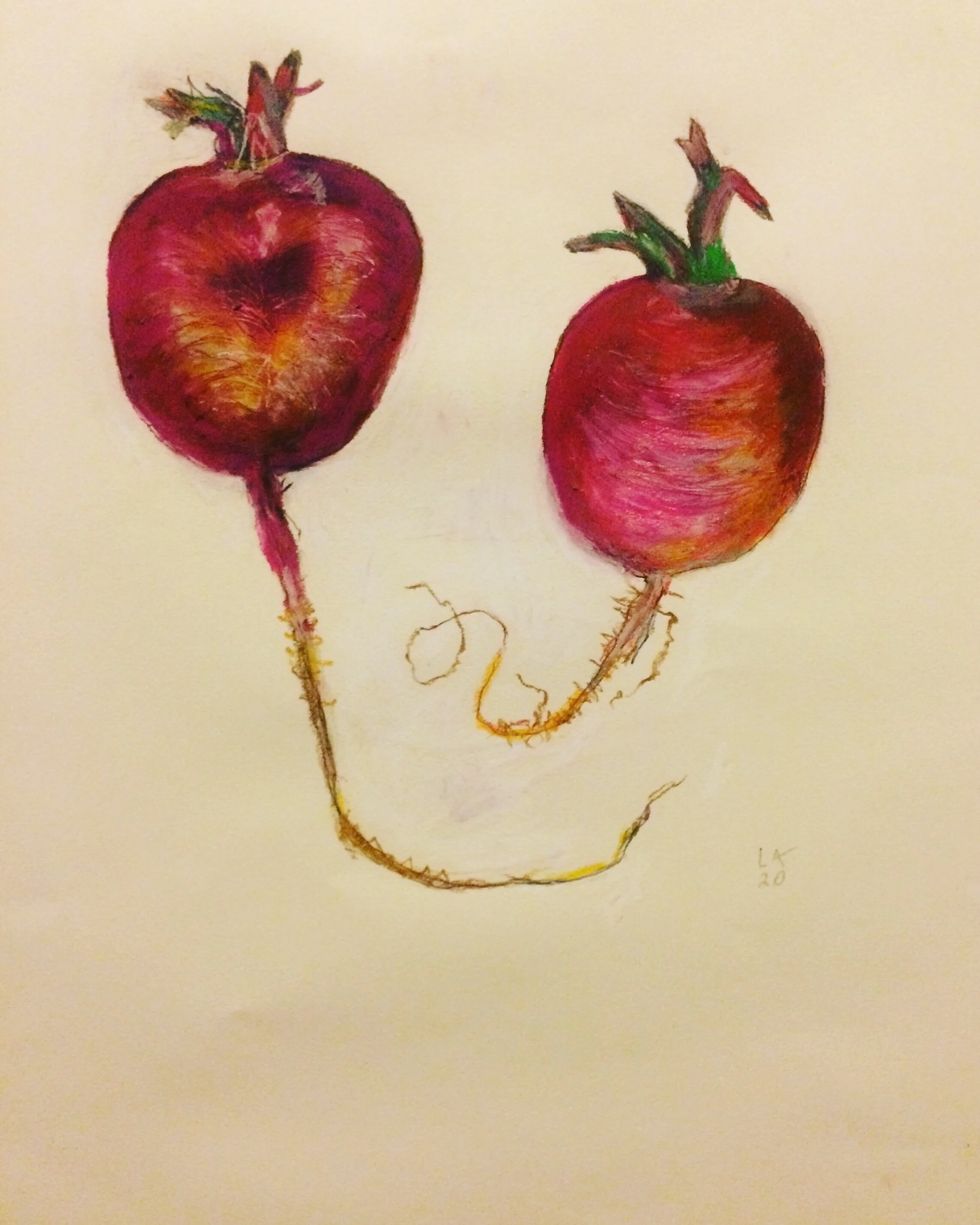 "Ba" (Barbabietole), 30 cm X 40 cm, oil pastels on paper.