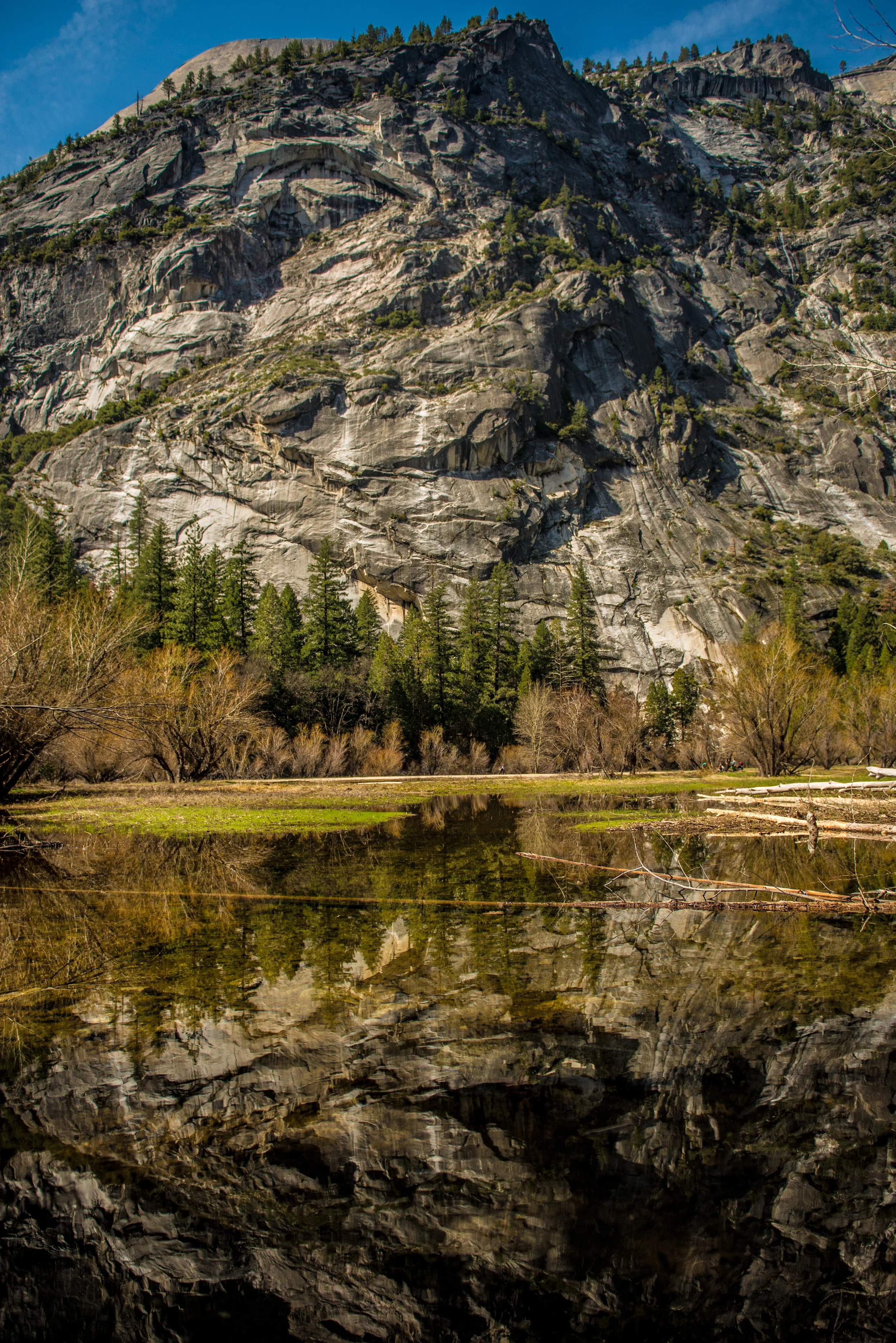 Cliff wall reflecting on Mirror Lake