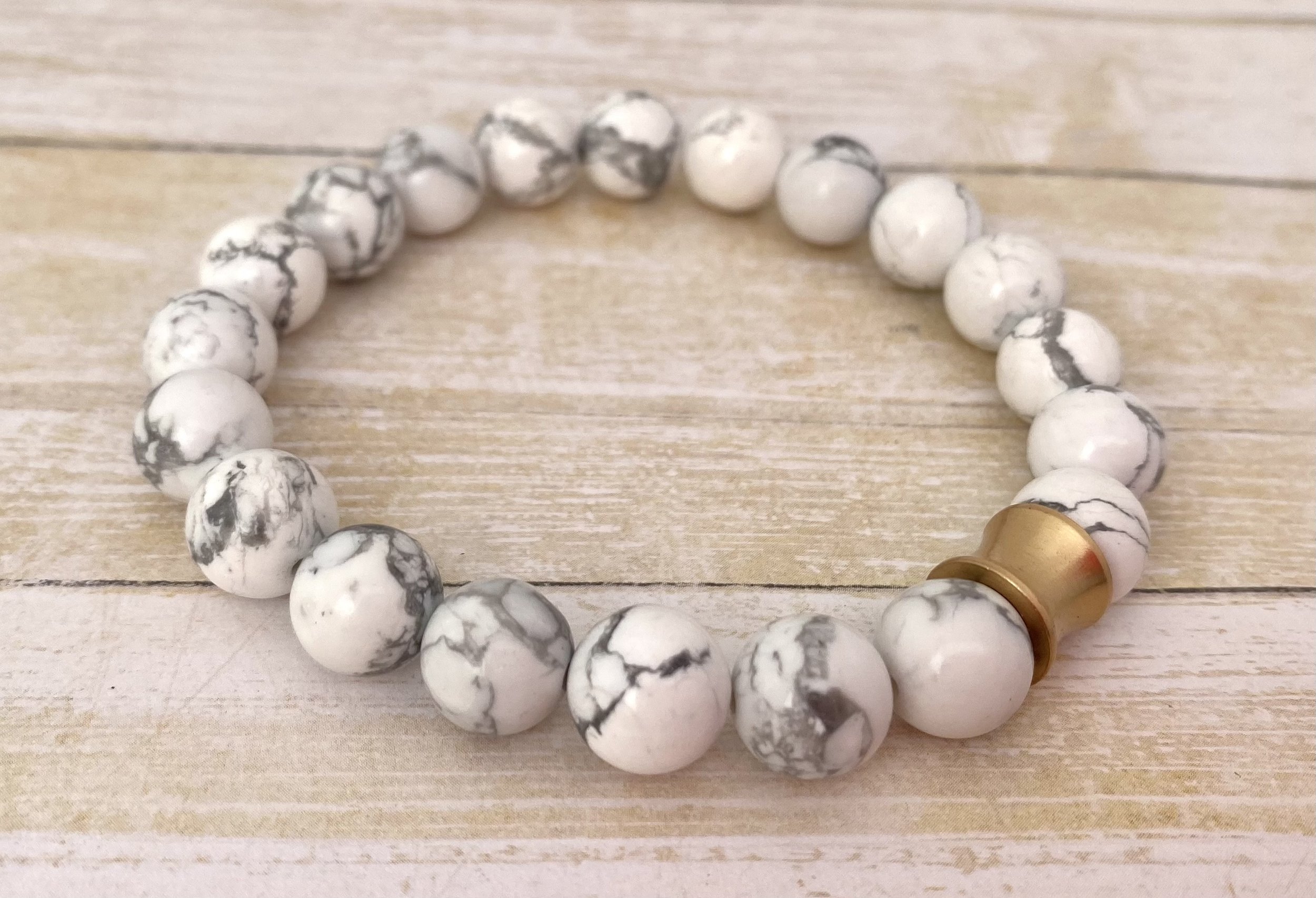 Men's Beaded Bracelet - Howlite Mens Bracelet - Bracelet to Relieve Anxiety - White Mens Bracelet -Men's Cool Bracelet - Quality Mens Bracelet