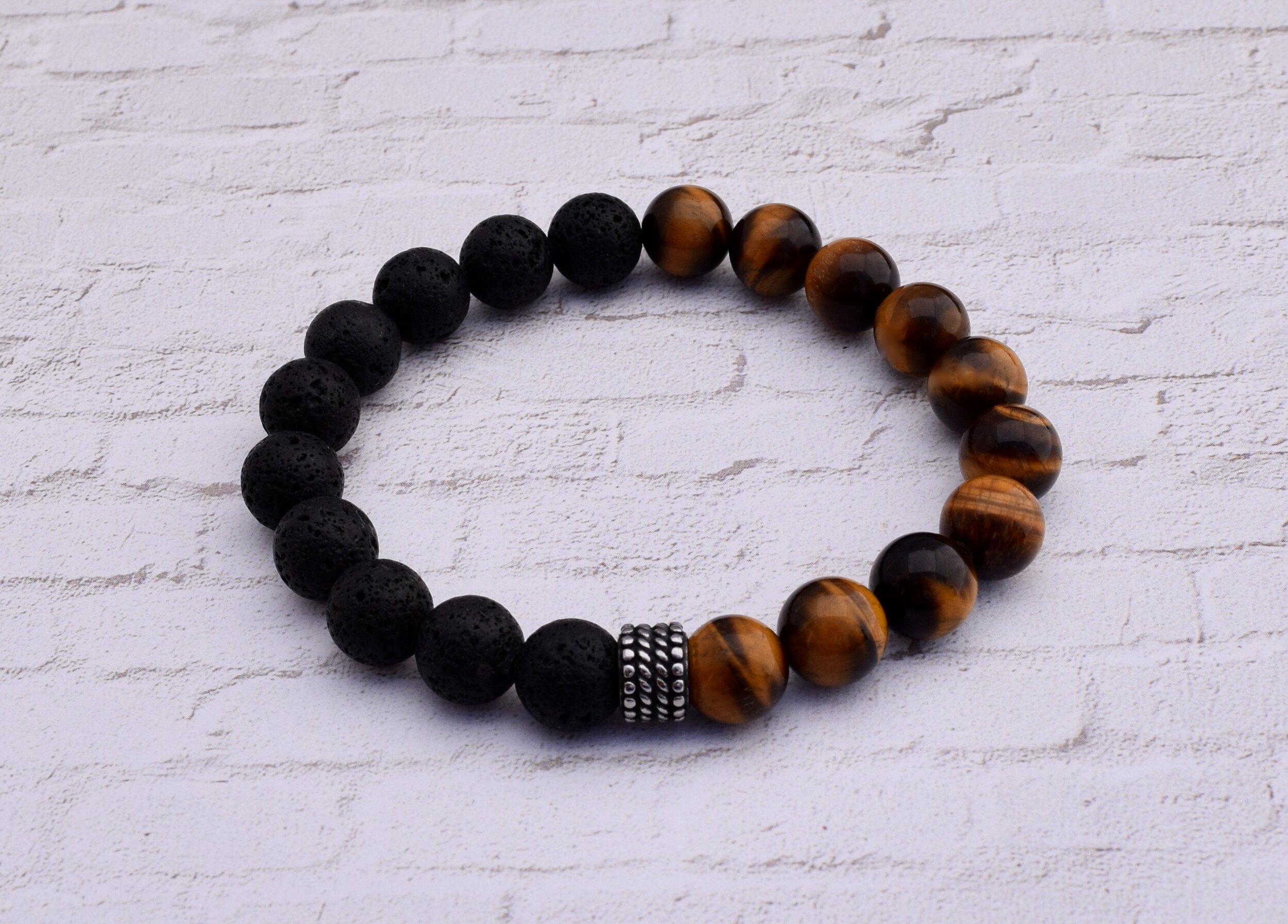 Men's Tiger Eye Bracelet - Lava Stone Bracelet - Men's Bracelet ...