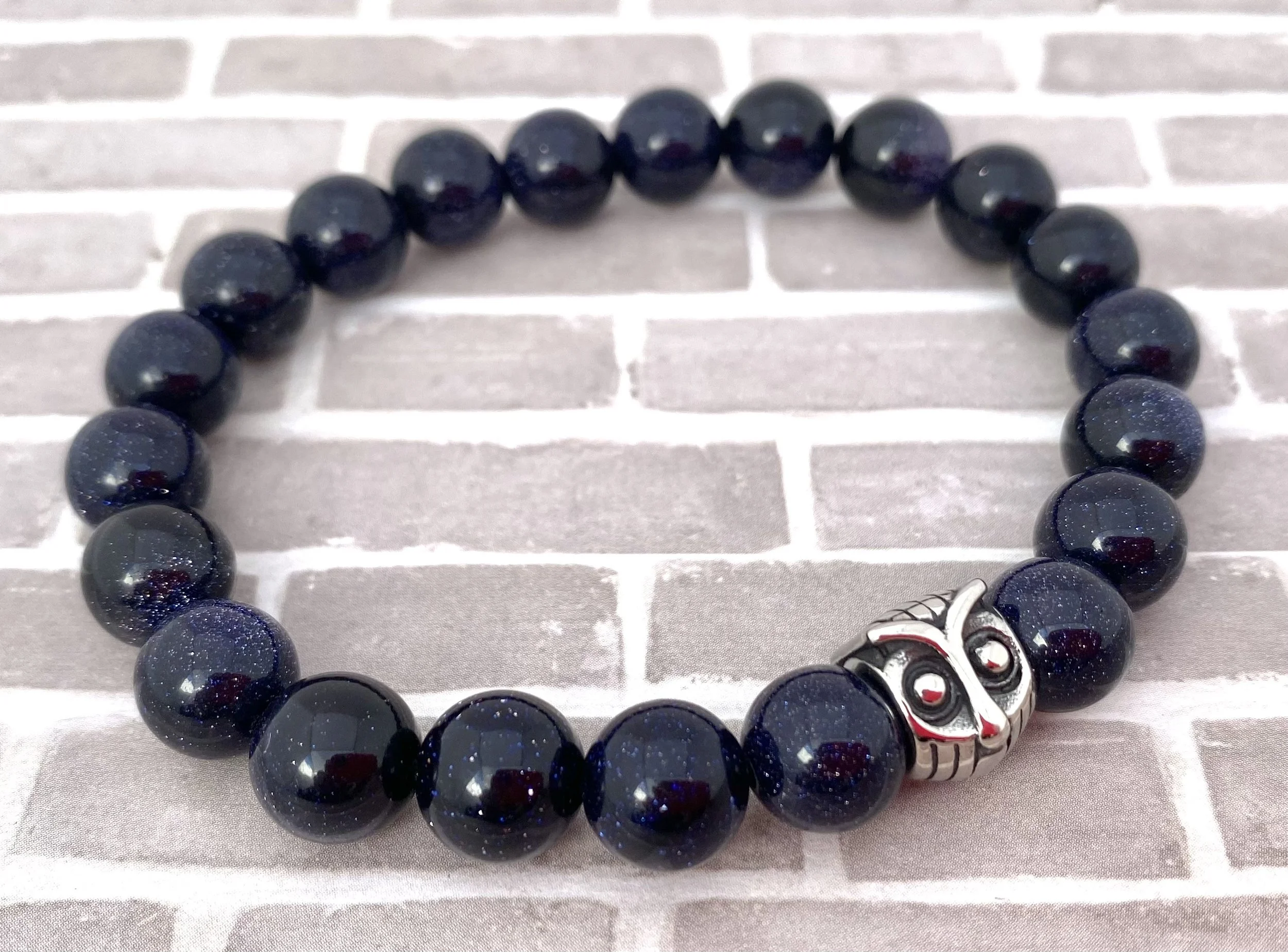 Men’s Blue Goldstone Bracelet - Bracelet for Inspiration - Unique Men’s Bracelet - Dark Blue Men’s Bracelet - Bracelet for Healing