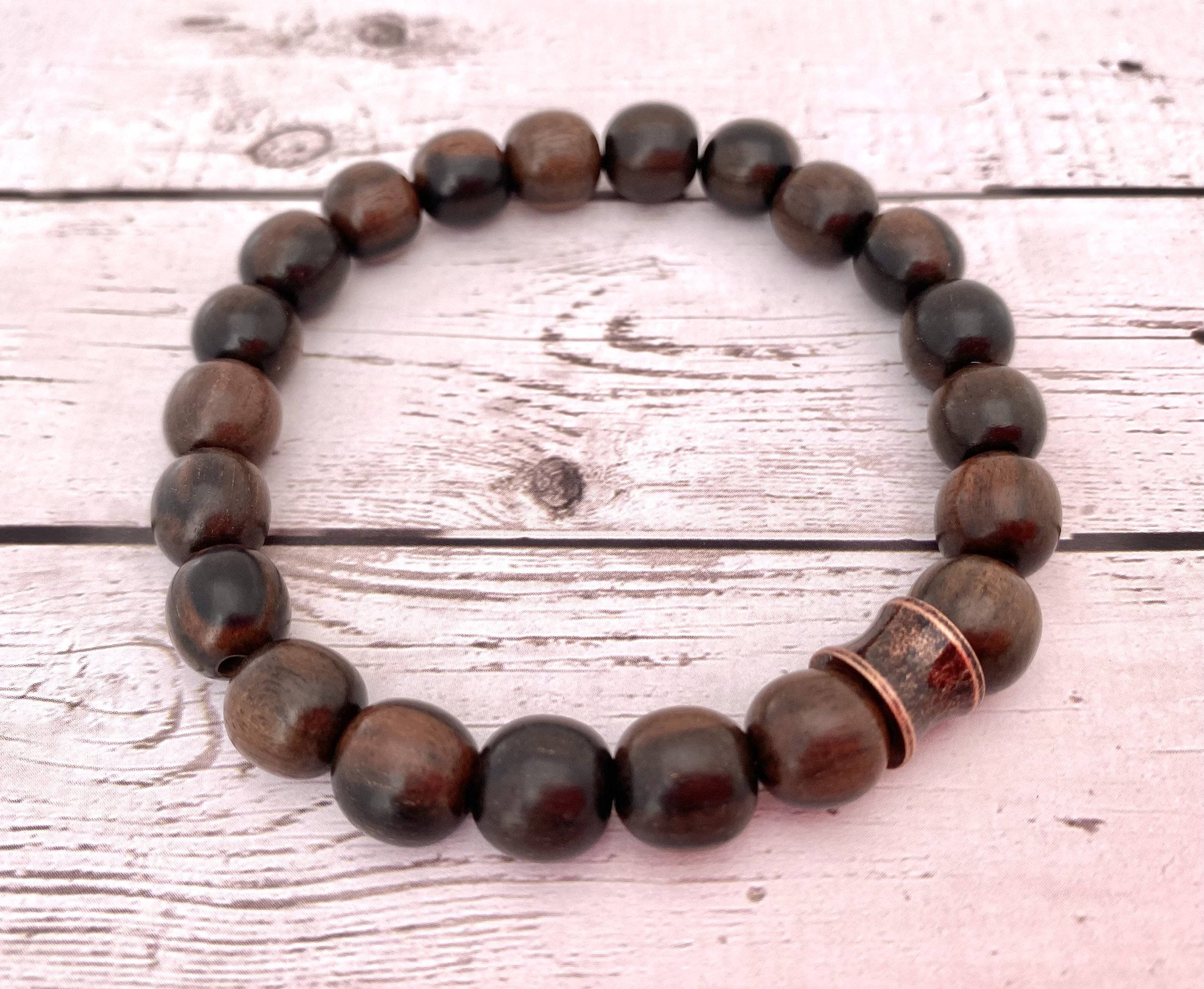 Men’s Wood Bracelet - Tiger Ebony Bracelet - Mens Earthy Accessory - Natural Wood Bracelet - Grounding Bracelet