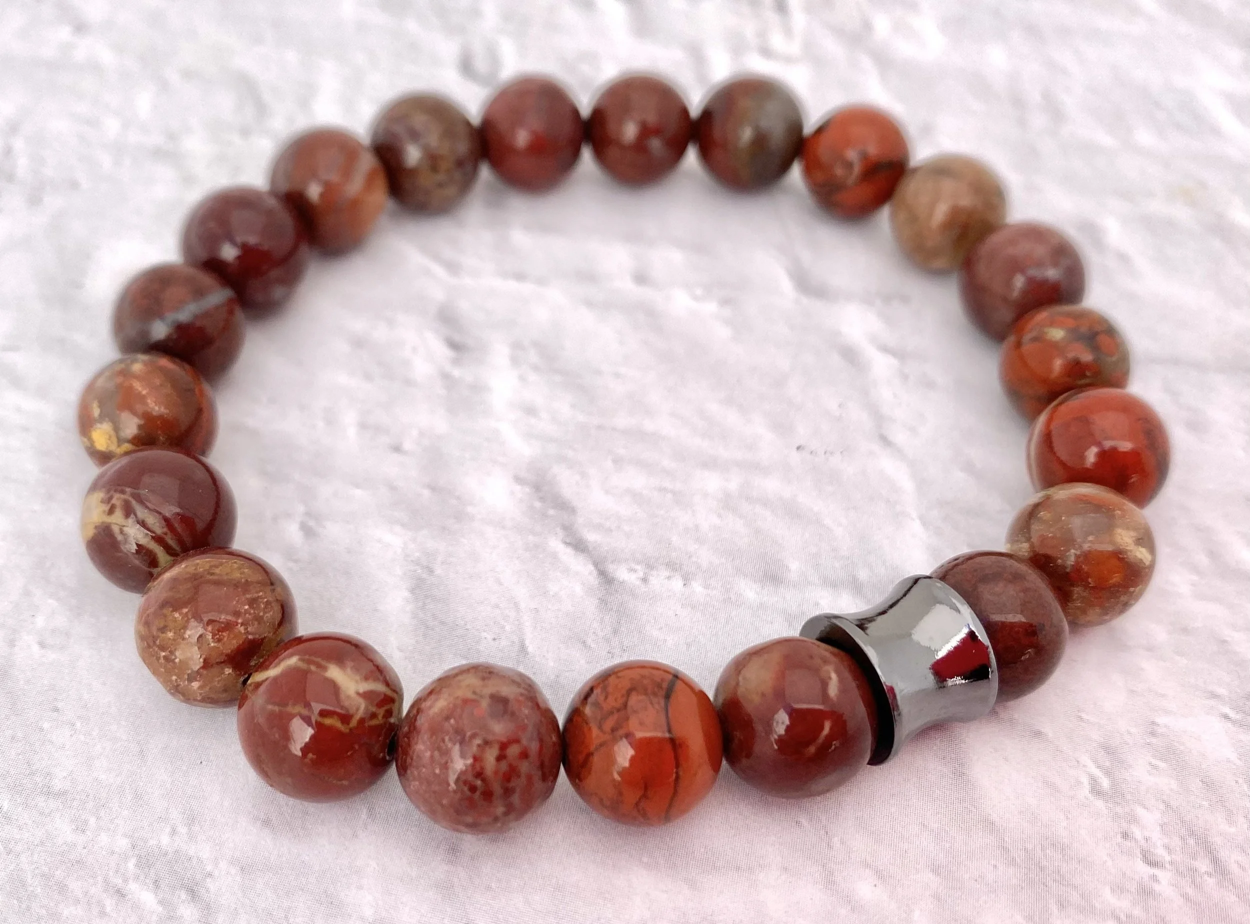 Men’s Poppy Jasper Bracelet - Men’s Gemstone Bracelet - Men’s Unique Bracelet - Bracelet for Energy - Men’s Beaded Bracelet