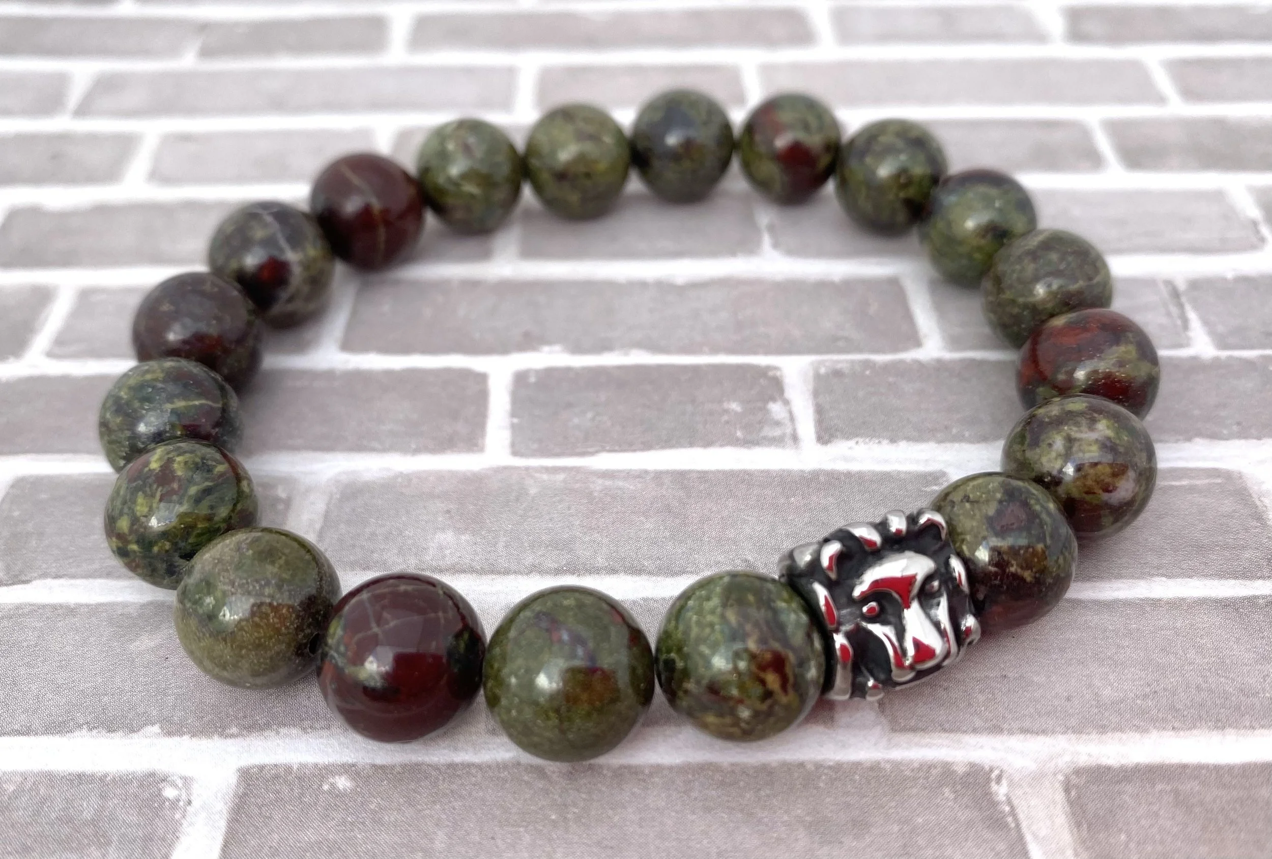 Men's Dragon’s Blood Jasper Bracelet - Lion Bracelet - Bracelet For Balance - Men's Beaded Bracelet - Bracelet for Strength and Vitality