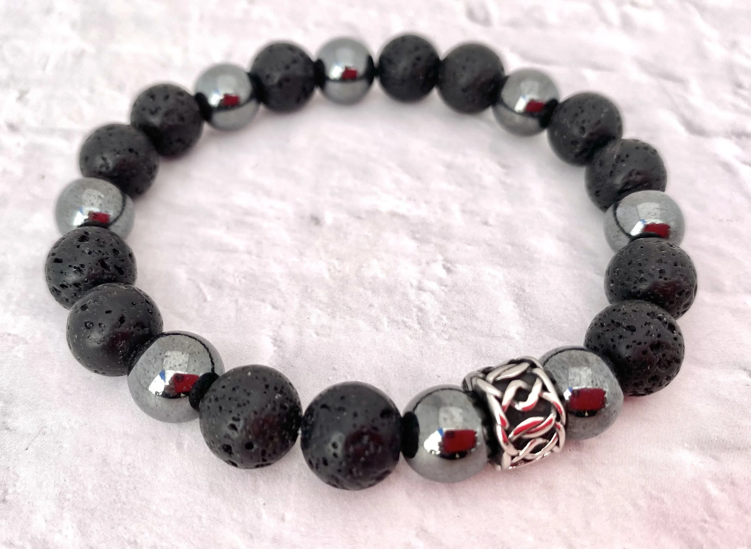 Men's Lava Stone/Hematite Bracelet - Men's Beaded Bracelet - Essential Oil Bracelet - Bracelet for Courage - Men's Fashion - Celtic Bracelet - Calming Bracelet