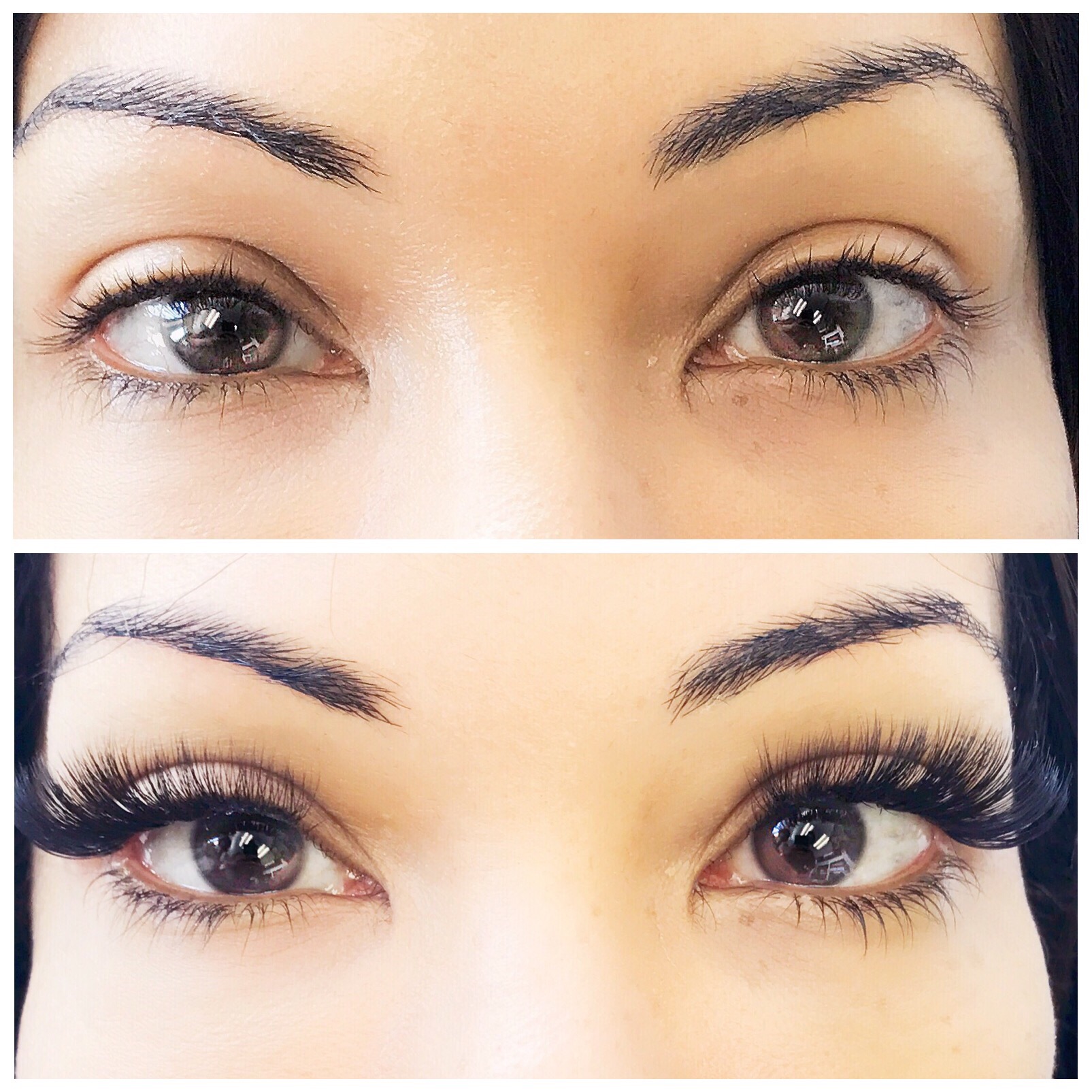 Volume Lashes before and after