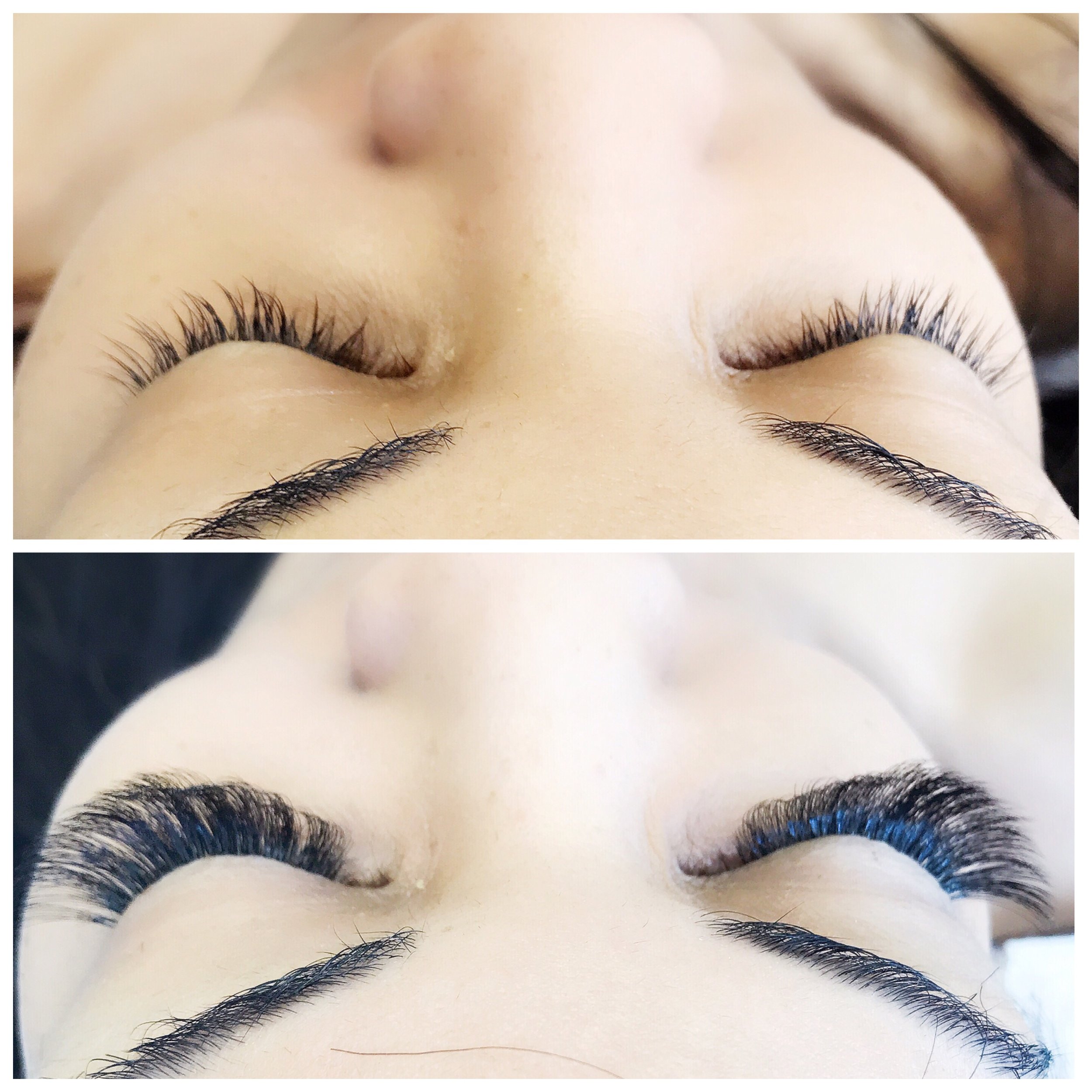 Volume Lashes before and after