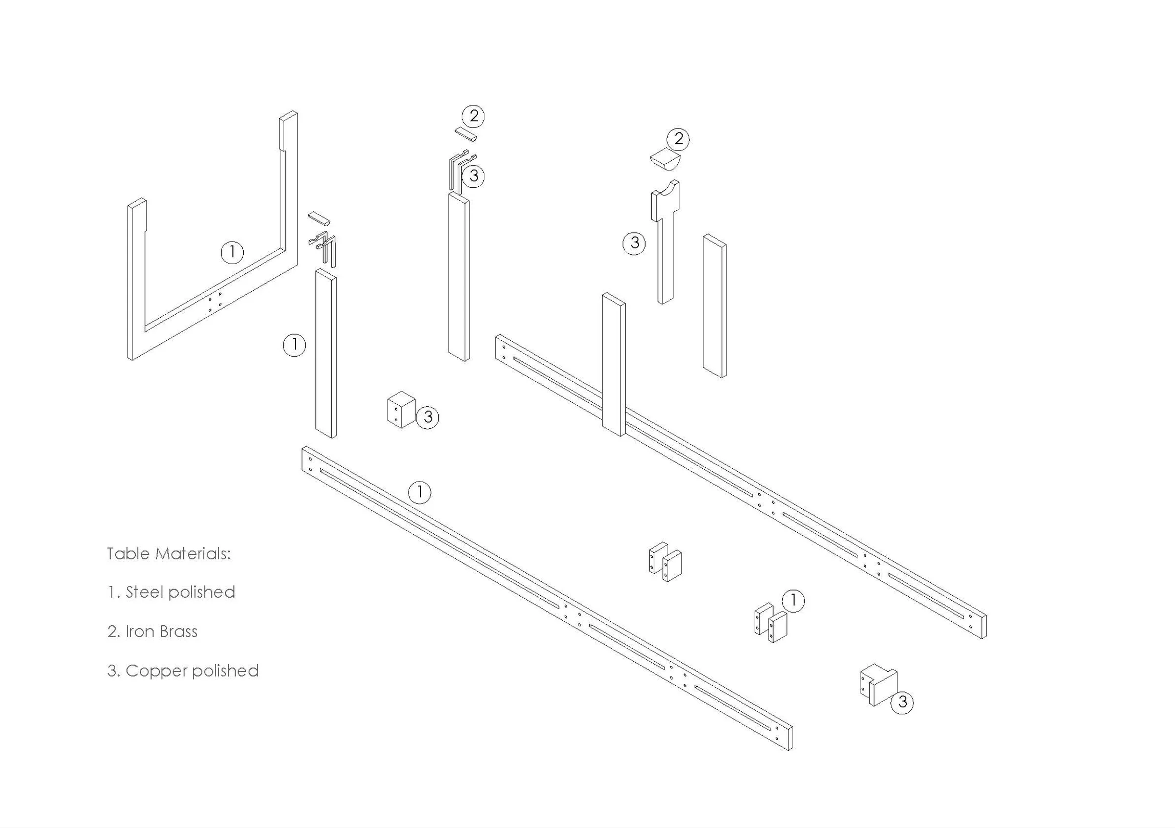 Exploded table perspective