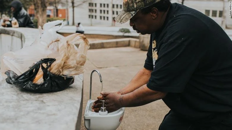 Former homeless man installs sinks around Atlanta so the homeless can wash their hands