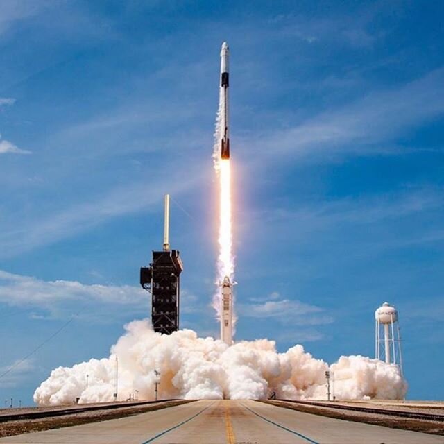 FALCON 9 LIFT OFF! 
Elon Musk&rsquo;s private space company on Saturday launched NASA astronauts Bob Behnken and Doug Hurley into orbit, successfully beginning SpaceX&rsquo;s first crewed mission. The company&rsquo;s Falcon 9 rocket and Crew Dragon s