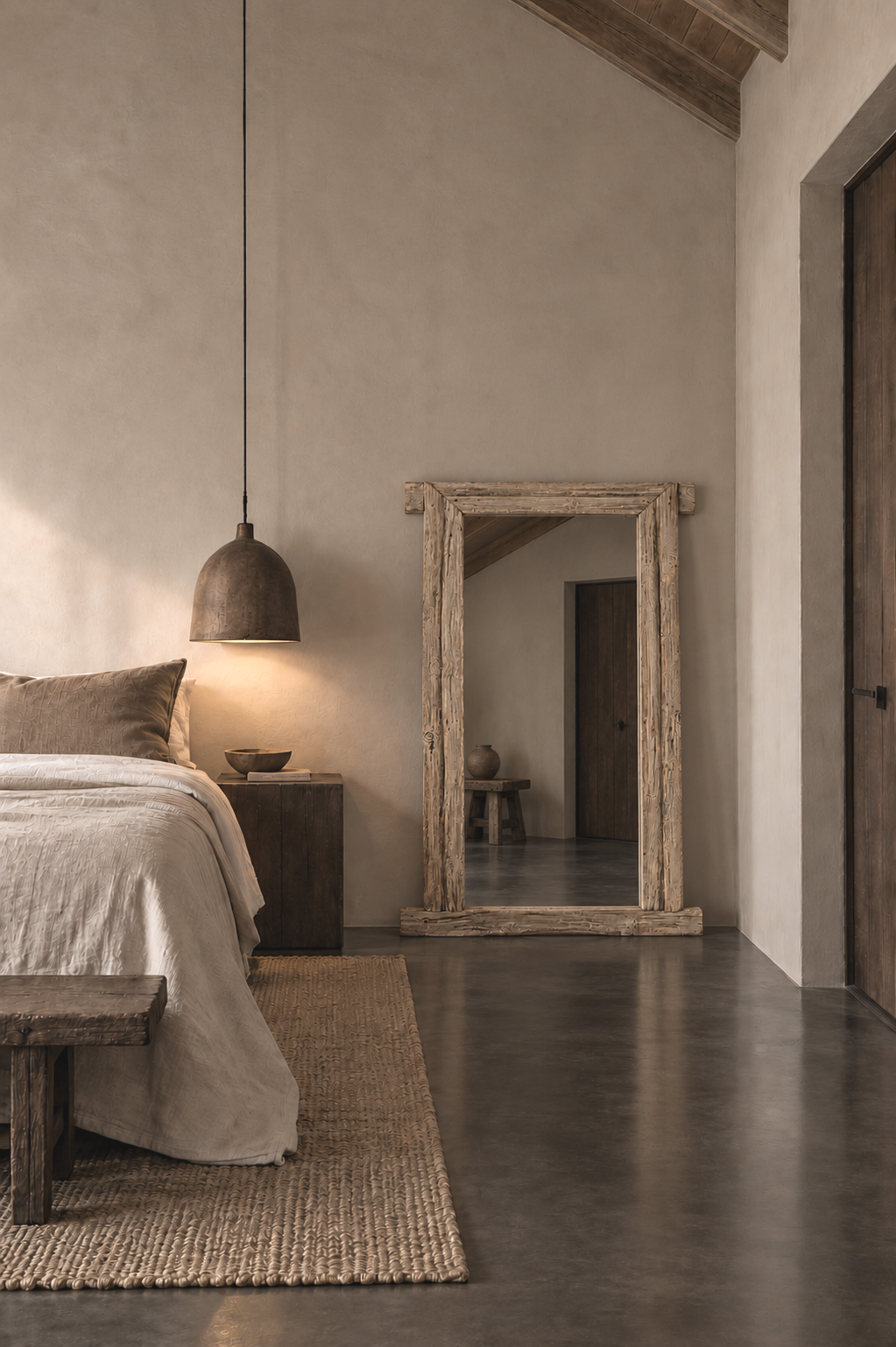 AGED TEAK DRESS MIRROR / 872
