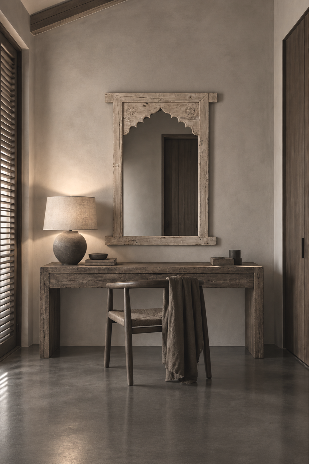 AGED TEAK VANITY MIRROR / 869